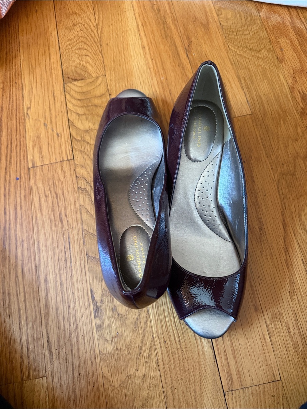 Bandolino Burgundy Patent Peep-Toe Heels